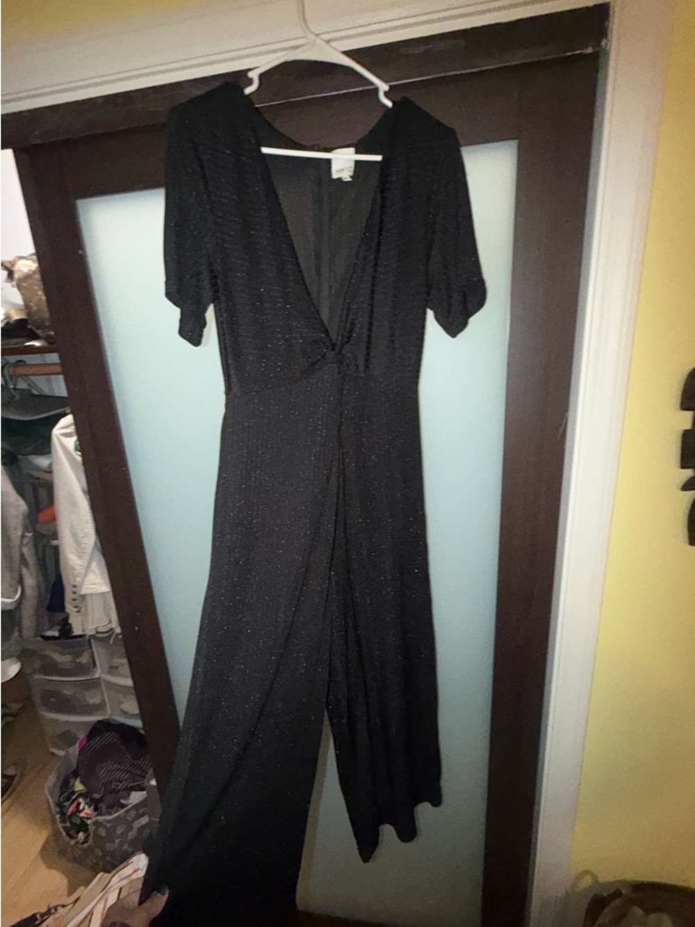 Boutique  Black Sparkle Wrap Jumpsuit